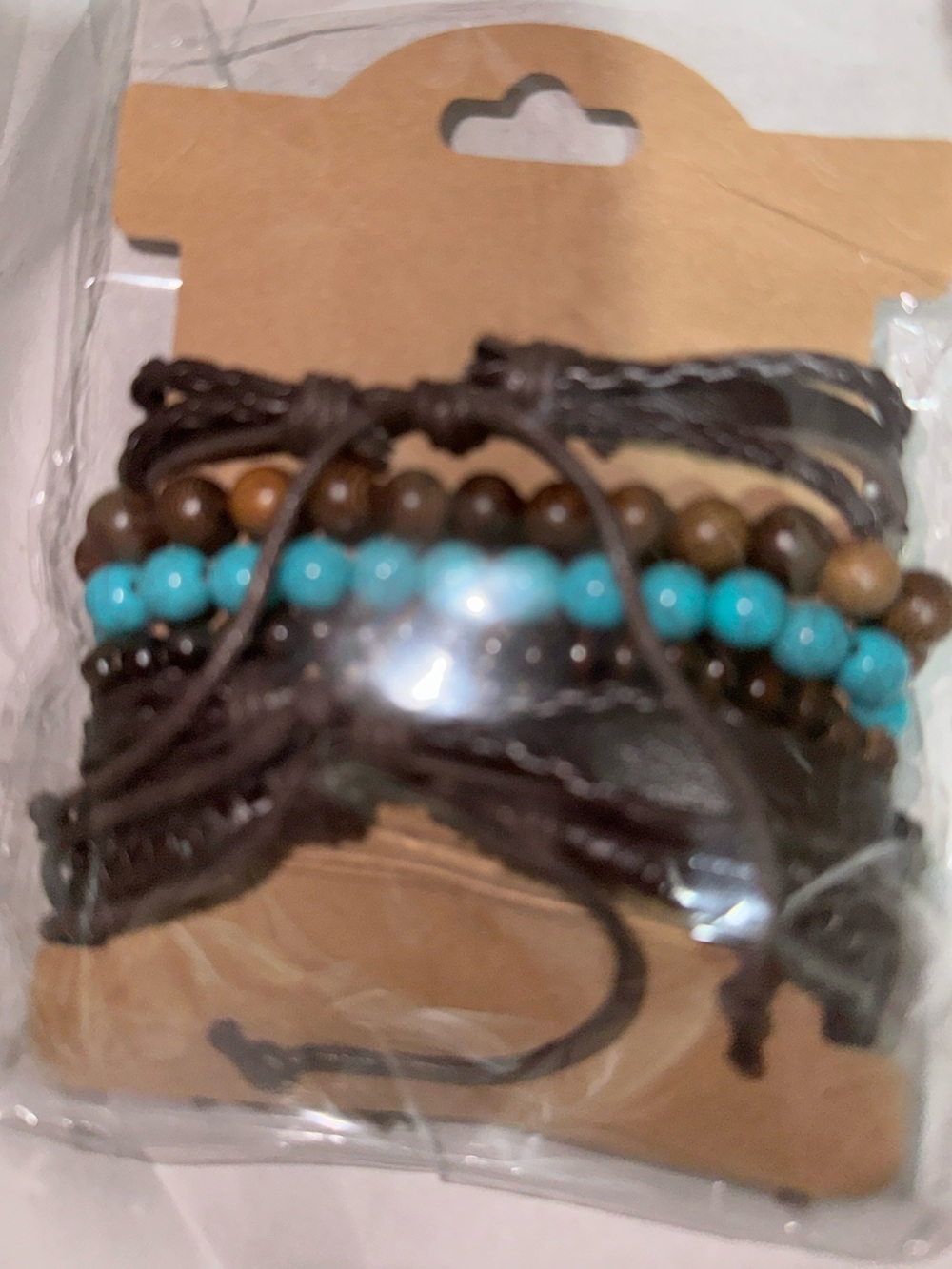 Boho Multi-Strand (6) Turquoise Beaded Bracelet Leather Set - Picture 6 of 6